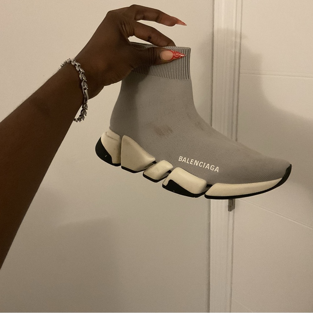 Balenciaga Gray Sock Sneakers with Sculptural Sole - Picture 2 of 2